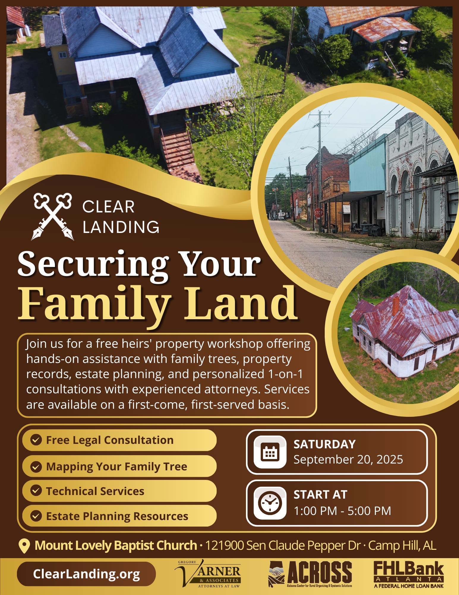Flyer for an heirs' property legal clinic